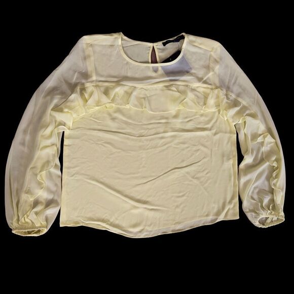 NWT Marc New York Ruffle Sheer Long Sleeve Blouse SMALL - Picture 1 of 11